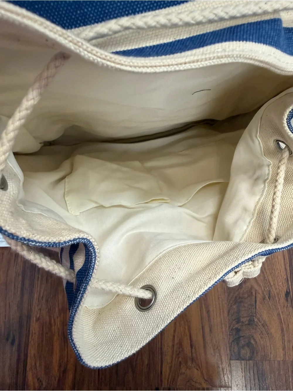 Canvas Striped Blue and Cream Backpack